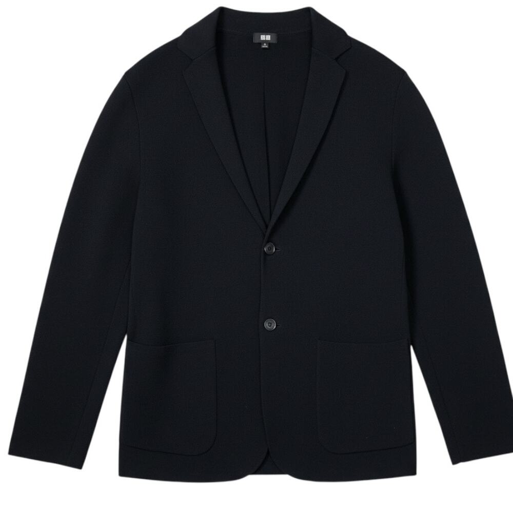 Uniqlo Comfort Jacket Blazer Mens XS Navy Knit Unstructured Sport Coat 2 Button